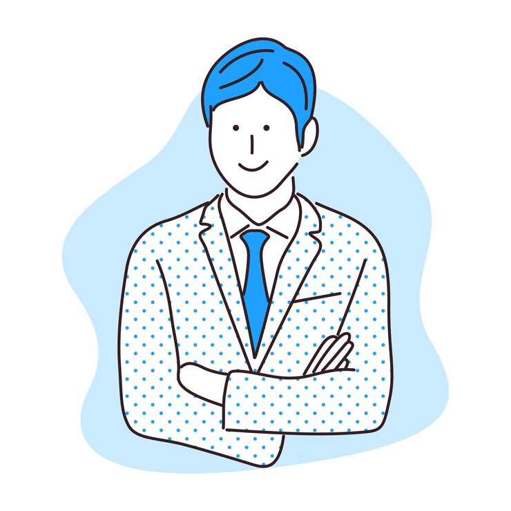 Vector 사업가 미소 자신감 리더십 평면 그림