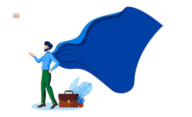 Business man standing in superhero cape vector illustration concept