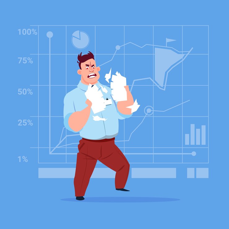 Vector business man tearing paper 