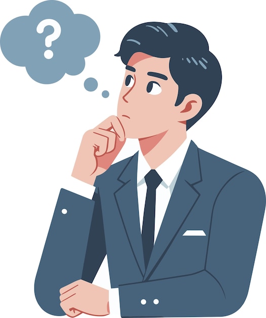 Vector a business man thinking vector art illustration business man thinking flat vector