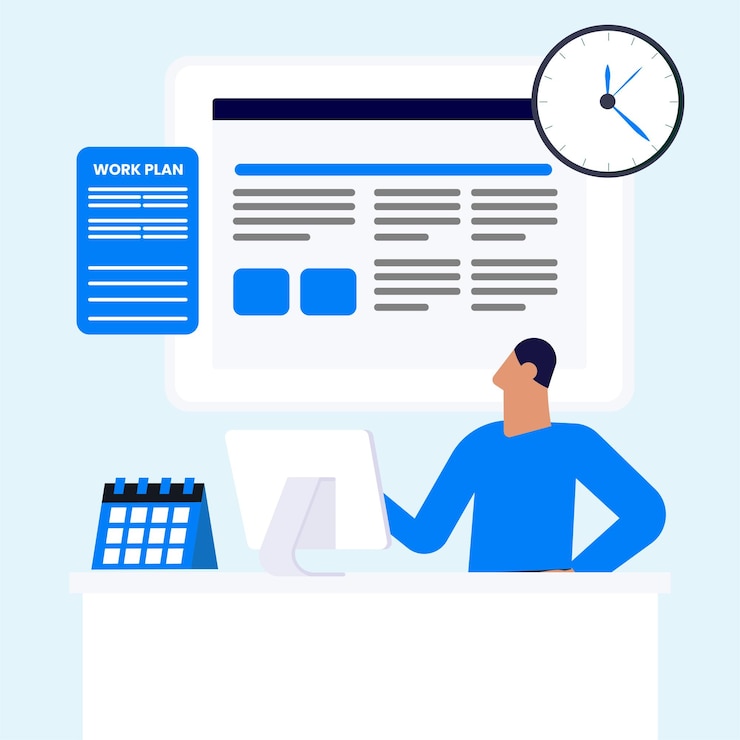Vector business man time management