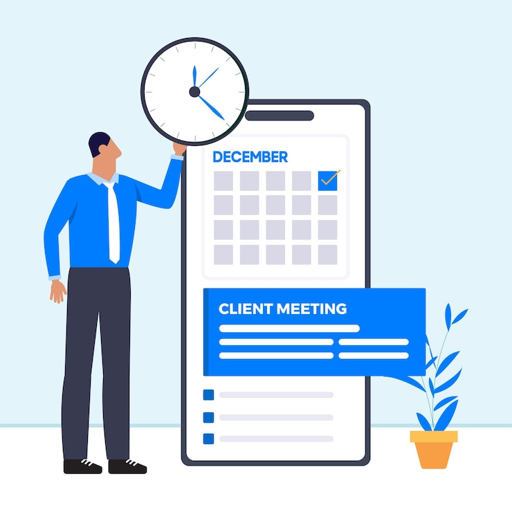 Vector business man time management