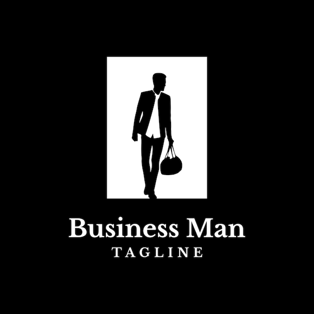 Business man wearing blazer work silhouette logo vector