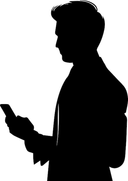 Vector business man with cell phone vector silhouette 6