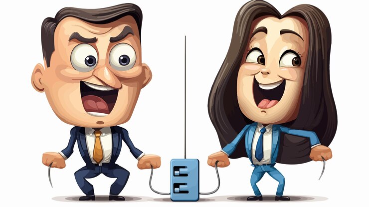 Vector business man and woman cartoon character mascots