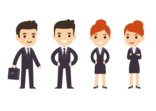 business man and woman character set