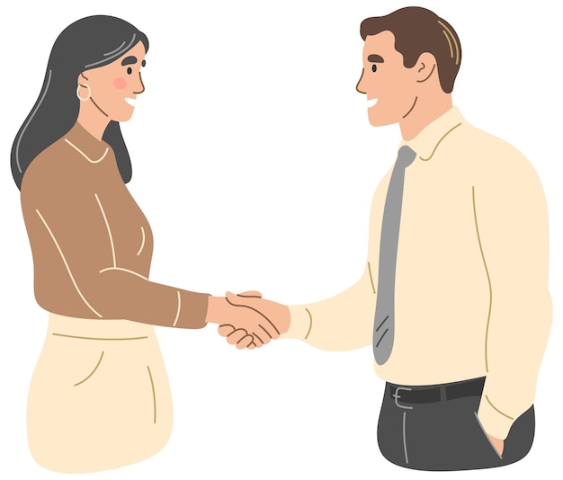 A business man and a woman shake hands