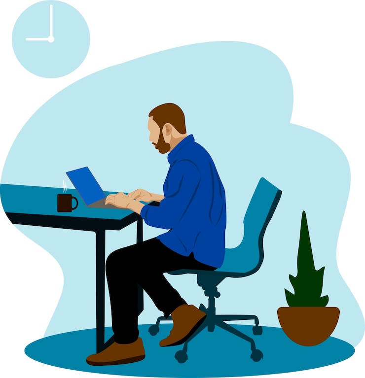A Business Man Working on Laptop at Office