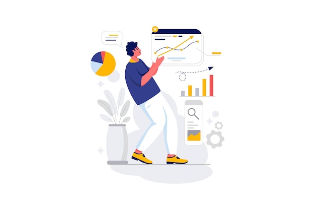 business management character art vector flat line illustration