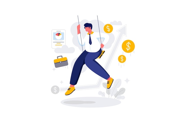 business management character art vector flat line illustration