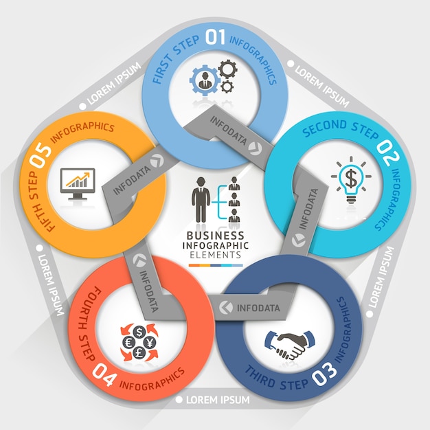 Business management circle origami style options banner.