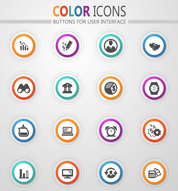 Vector business management and human resources vector icons for user interface design