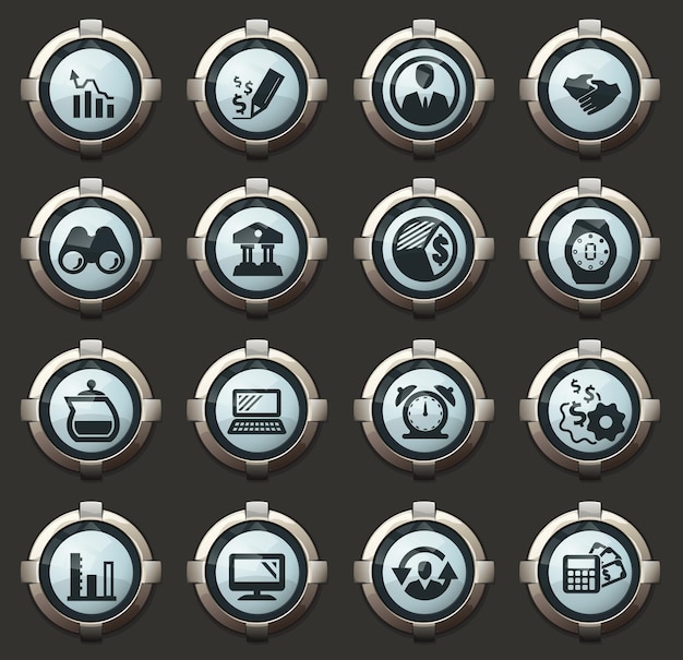 Business management and human resources vector stylish round buttons for mobile applications and web
