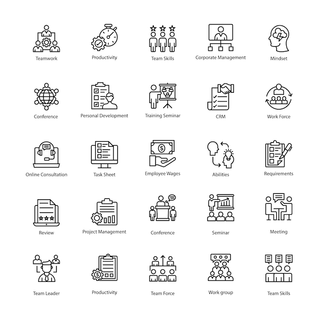 Business Management Line Icon Collection