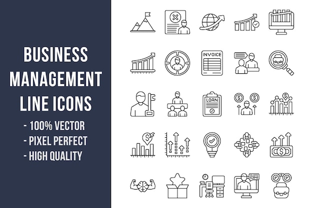 Vector business management line icons