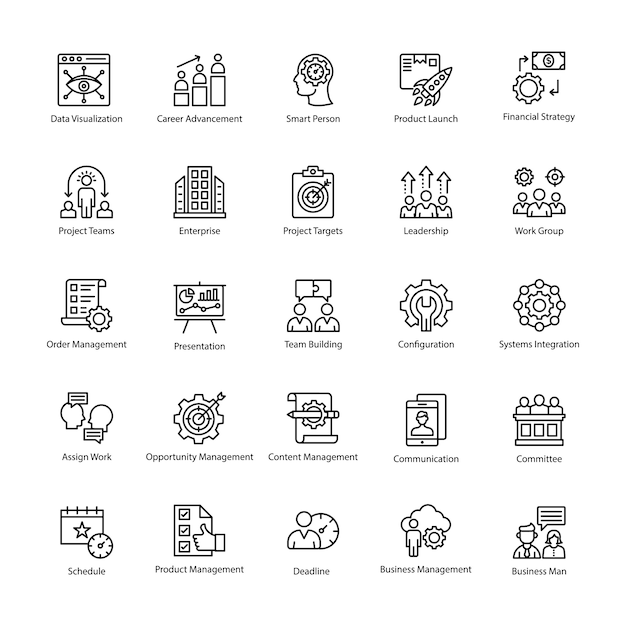 Бизнес Управление Outline Icon Vector