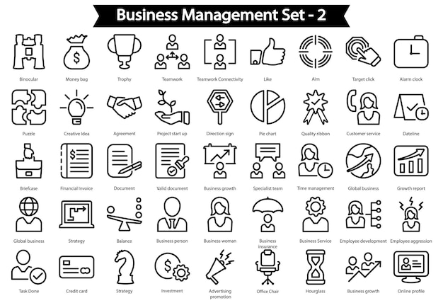비즈니스 관리 세트 2 라인 아이콘 세트