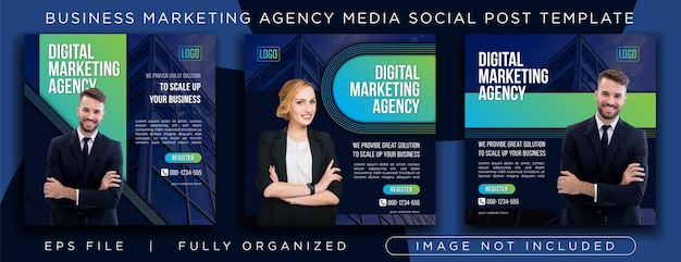 Business marketing agency social media post template