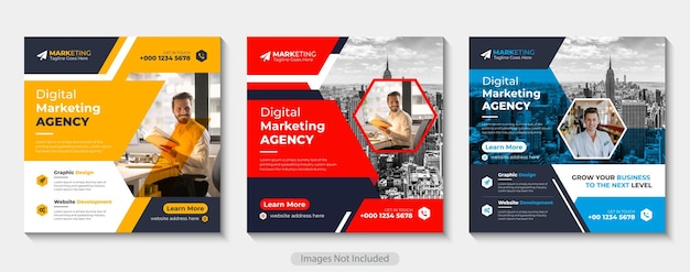 Vector business marketing banner, digital marketing corporate social media post design