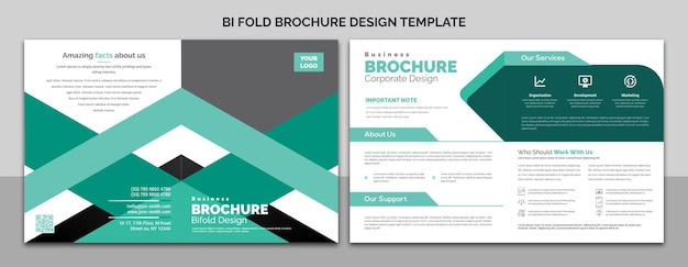 Vector business marketing bi-fold groen brochure sjabloonontwerp