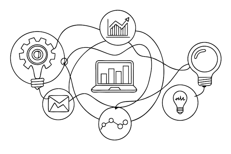 वेक्टर business marketing concept line art illustration