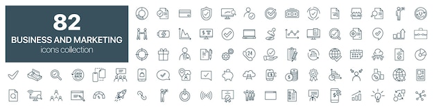 business and marketing line icons collection. vector illustration eps10