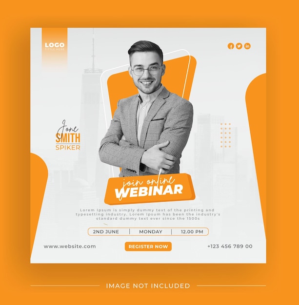 Business marketing live webinar and corporate social media post banner template