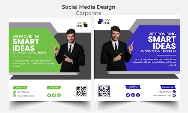 Business marketing social media post banner template design