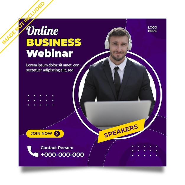 Business marketing webinar and corporate social media post template