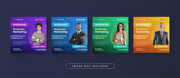 Vector business marketing webinar social media instagram post template