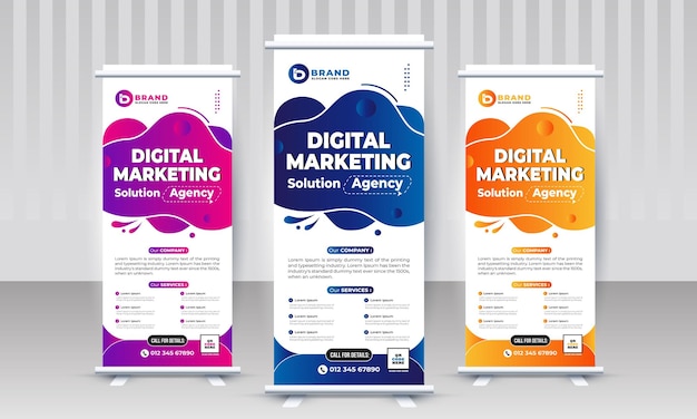 Business marketing x stand rollup pullup bewegwijzering intrekbare banner vector ontwerpsjabloon