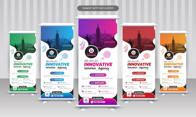 Vettore business marketing x stand rollup pullup segnaletica banner retrattile modello vettoriale