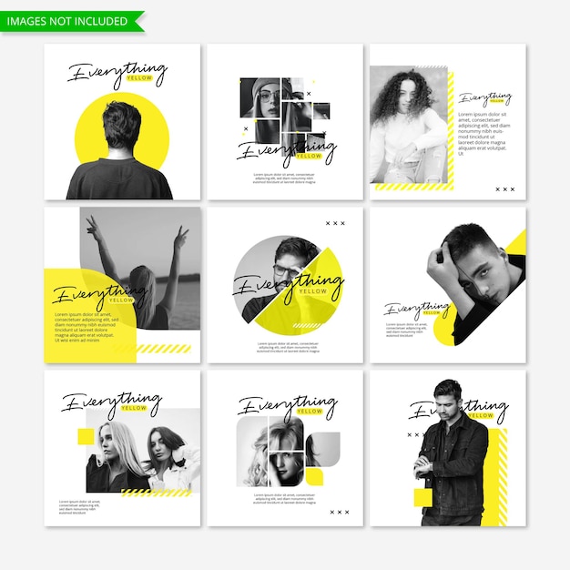 Vector business marketing yellow social media instagram post templat