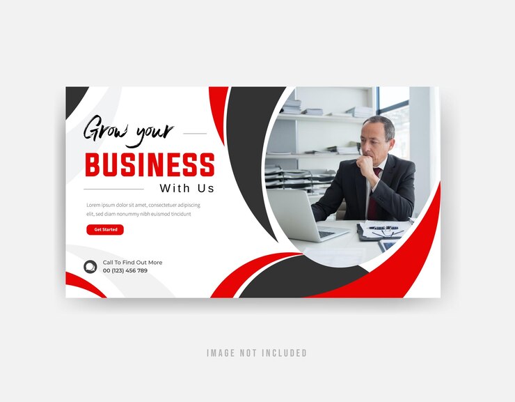 Business marketing YouTube thumbnail design premium vector