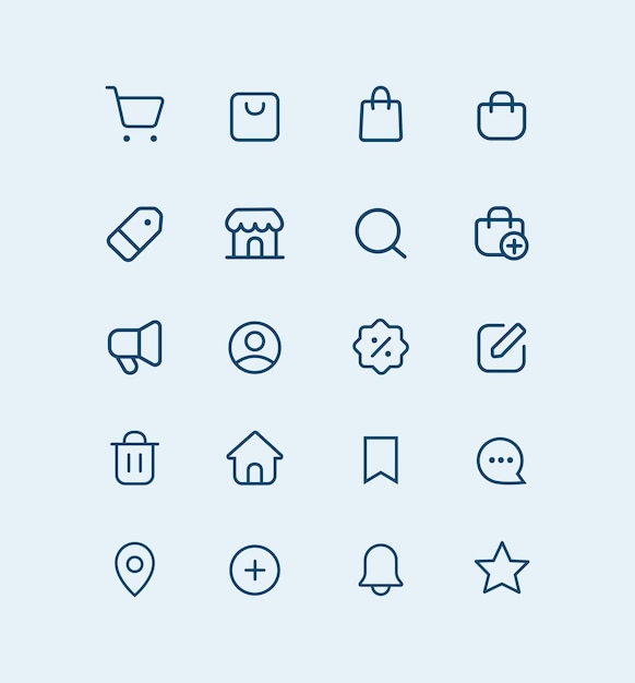 Vector business marketplace ui icon set