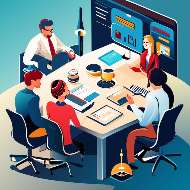 business meeting analytics presentation vector illustration
