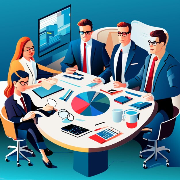 Business meeting analytics presentation vector illustration