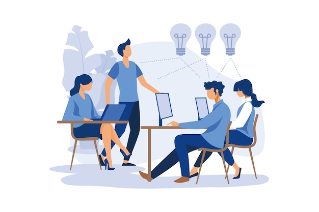 business meeting and brainstorming business concept for teamwork flat modern design illustration