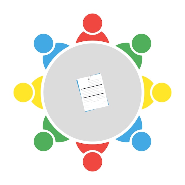 Business meeting discussion Teamwork activity People around the table Vector illustration