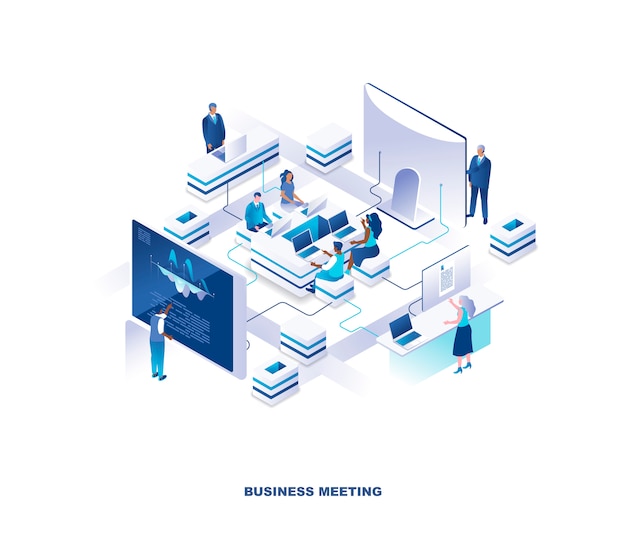 Business meeting isometric concept