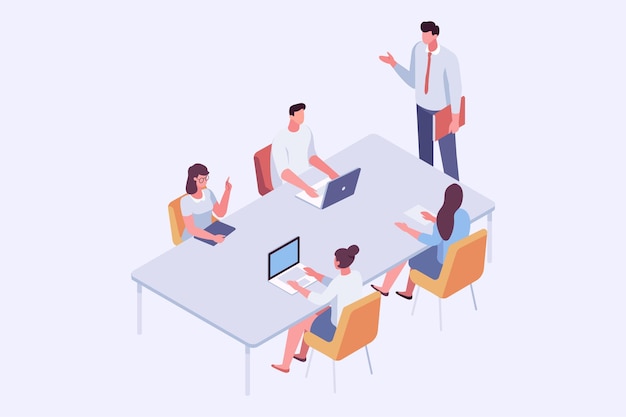 Vector business meeting isometric vector illustration