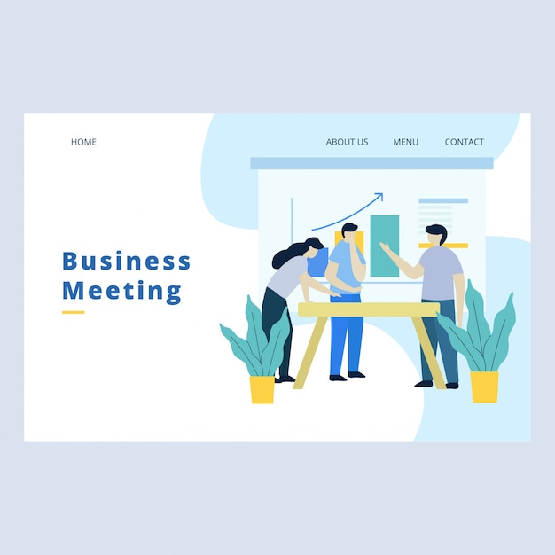 Vector business meeting landing page vector template