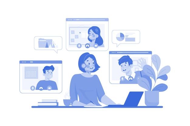 Business Meeting Online Illustration concept on white background