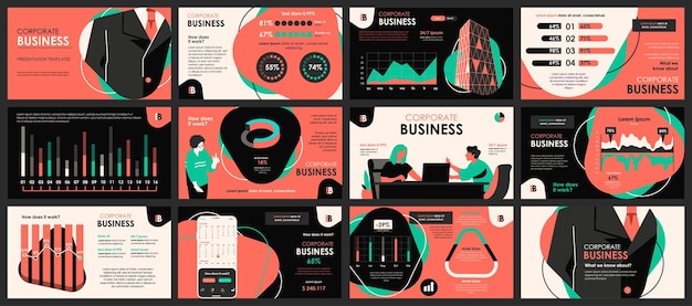 Vector business meeting presentation slides templates from infographic elements