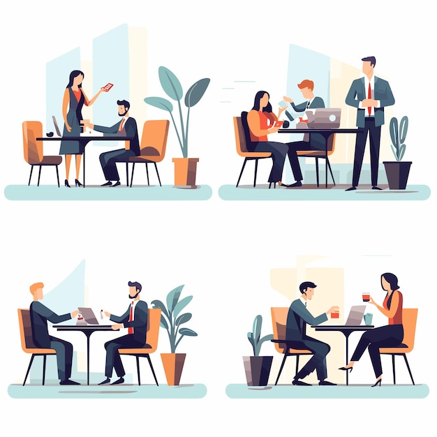 Vector business meeting set design illustration