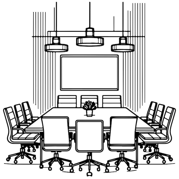 Business meeting table Lineart drawn