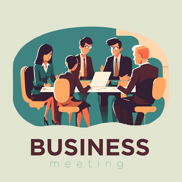 Business meeting team presentation Flat people on conference vector illustration