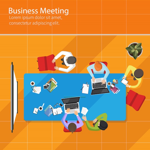 Vector business meeting top view