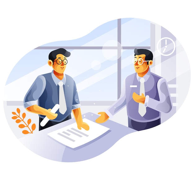 Business meeting with two businessmen illustration