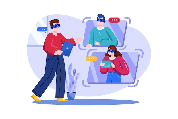 business meeting with vr technology